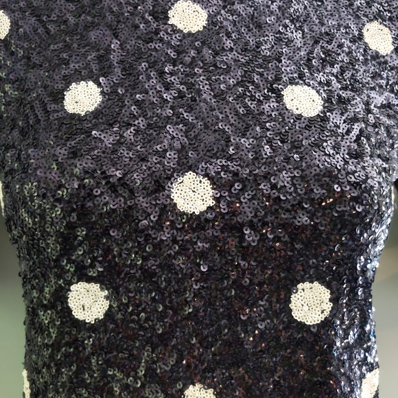 J Crew B&W Sequin Polka Dot Pullover Crewneck Shirt S - Picture 2 of 6